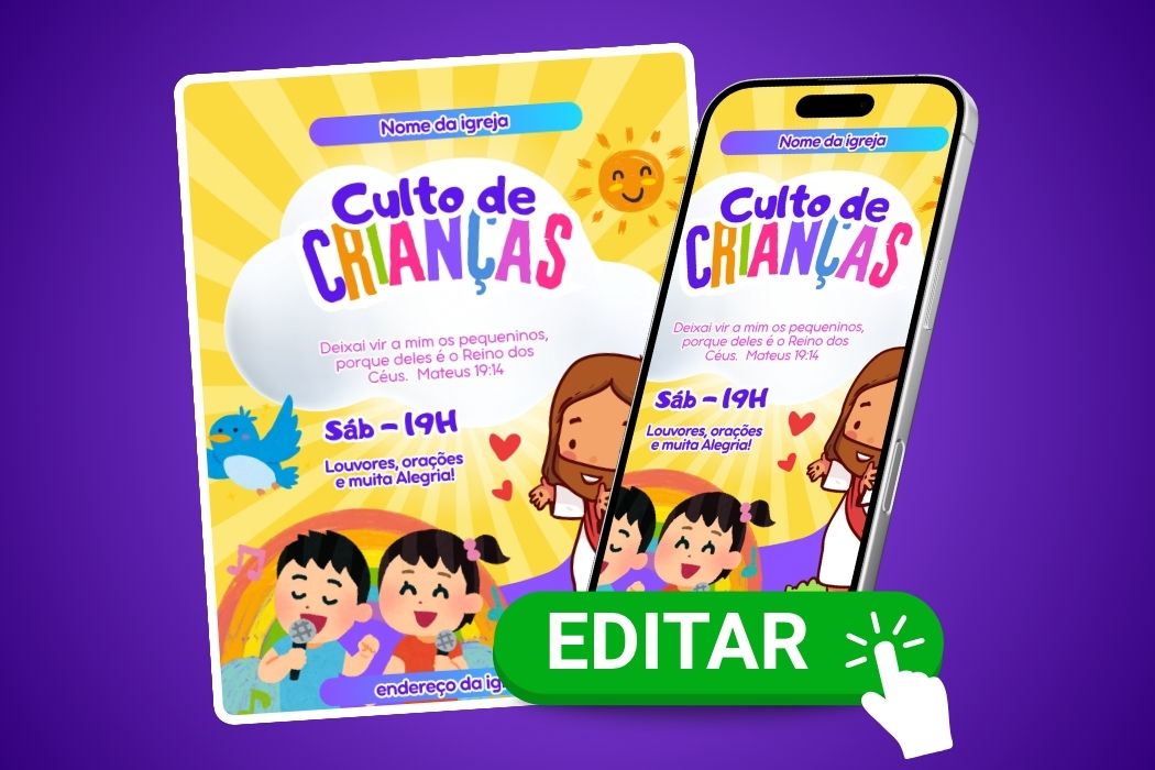 Convite para Culto Infantil para Editar