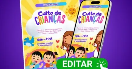 Convite para Culto Infantil para Editar